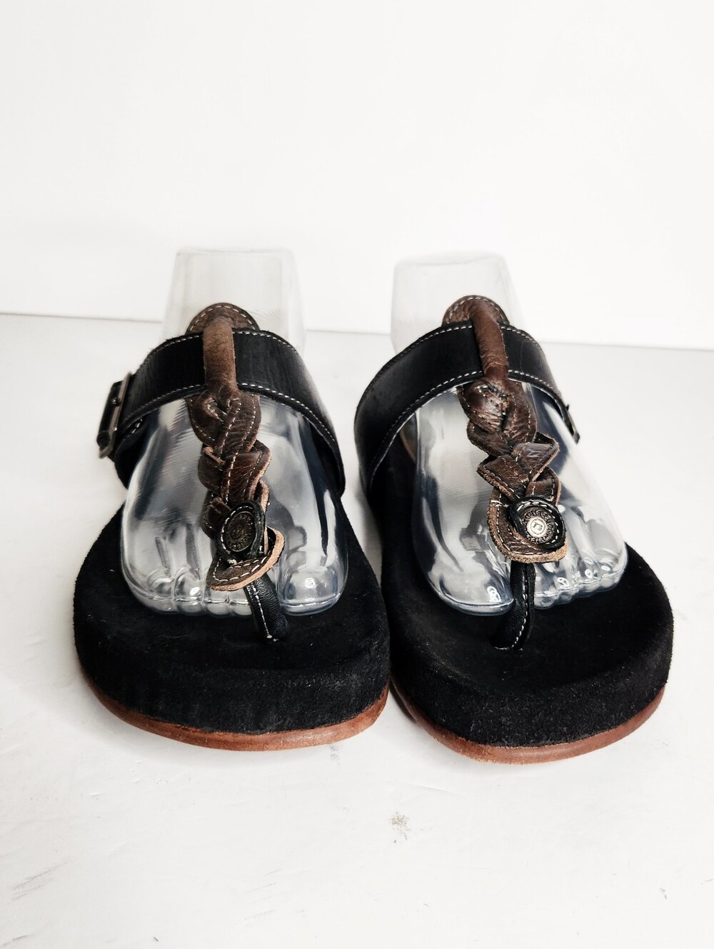 Freebird Athena Women's Black Brown Leather Braided Sandals Flip Flops Size 9 - Picture 4 of 11